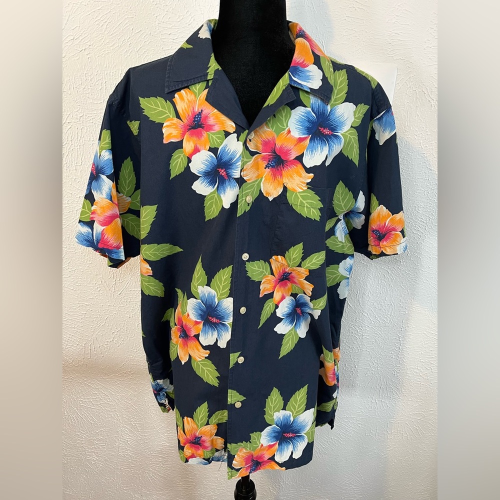Mens Nautica Hawaiian Tropical Floral Short sleeve button down